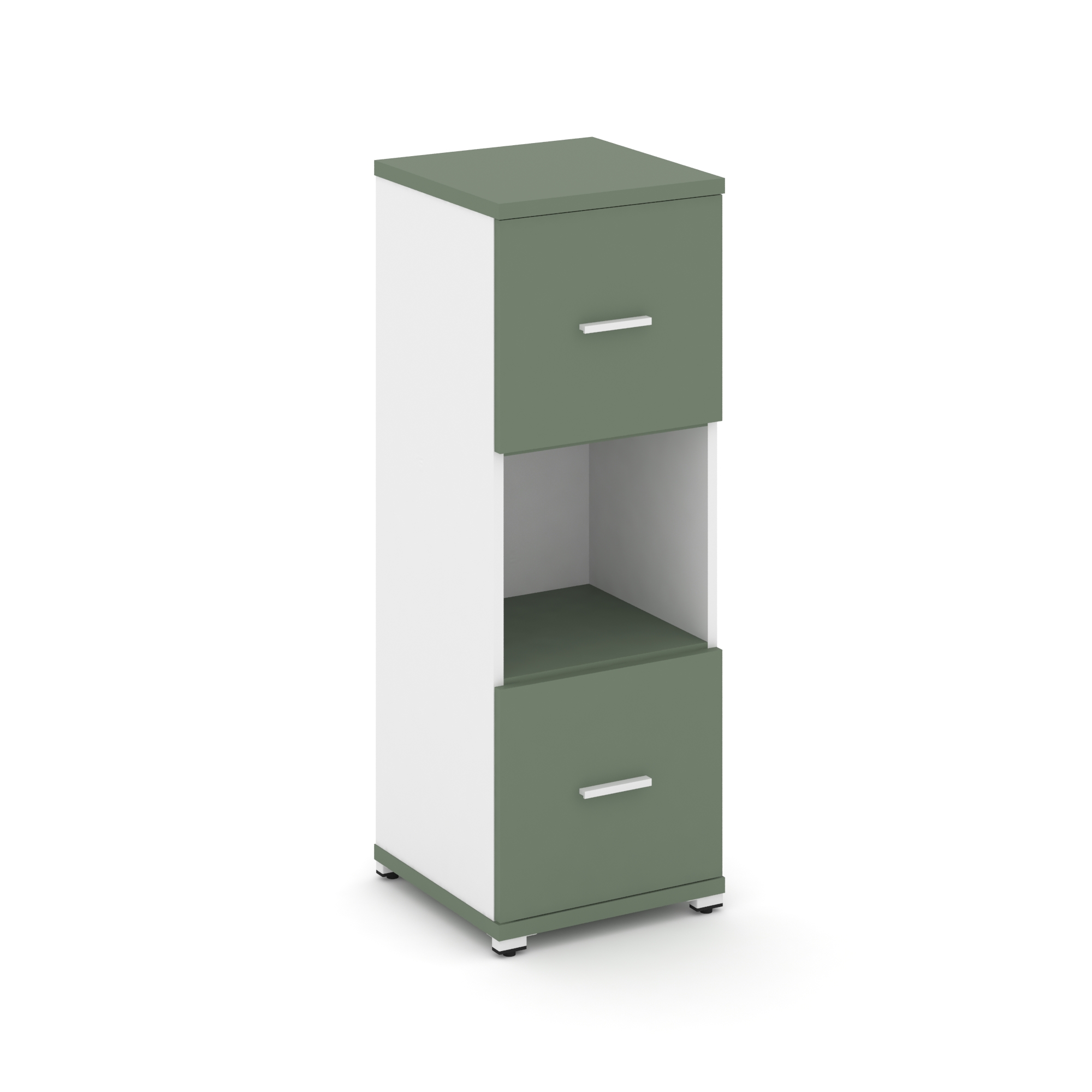 Концепт Шкаф 1 узкая секция, 3 ниши CN.STU-315 W Кобо/Белый Бриллиант/Металл Белый 420*420*1186