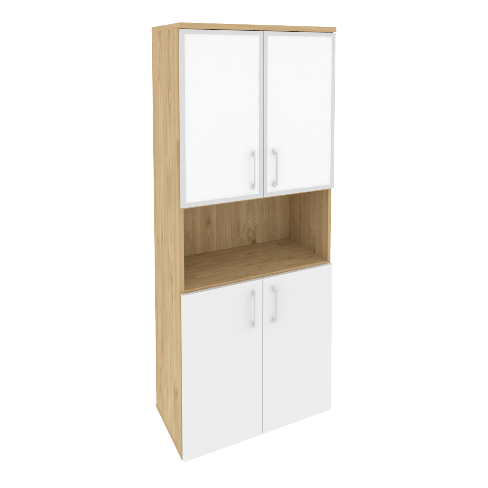 Оникс Шкаф высокий широкий O.ST-1.4 R white Тиквуд Светлый/Белый Бриллиант/Стекло White 800*420*1977