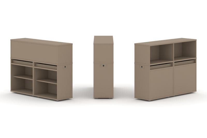 Эстетика Набор №1. Тумба двойная+низкая надставка ES.NB.2N-1 Латте 1500*410*1135 — 2