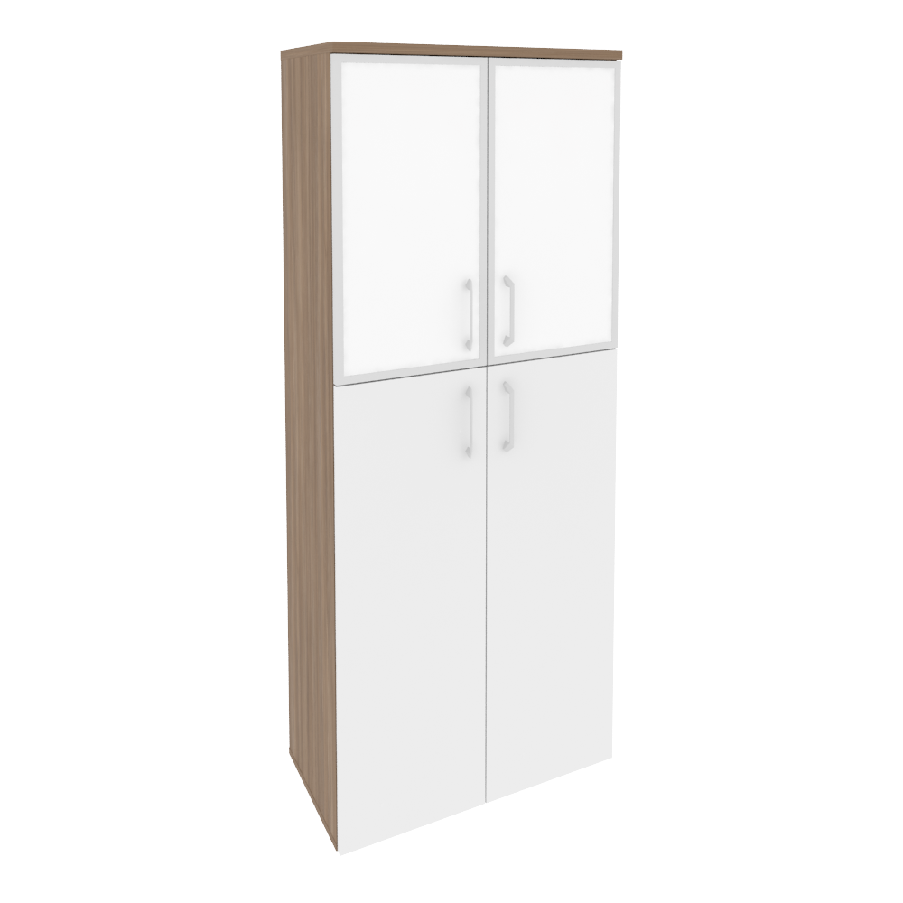 Оникс Шкаф высокий широкий O.ST-1.7 R white Дуб Аризона/Белый Бриллиант/Стекло White 800*420*1977
