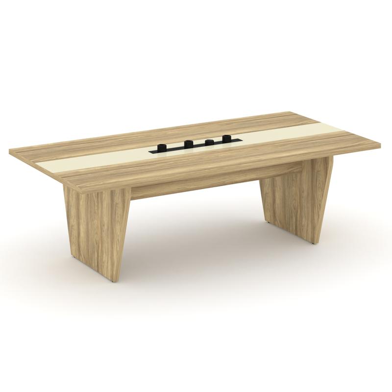 Корнер Стол переговорный COR.PRG-24.E-1 Гикори Песочный/Ваниль 2400*1200*750