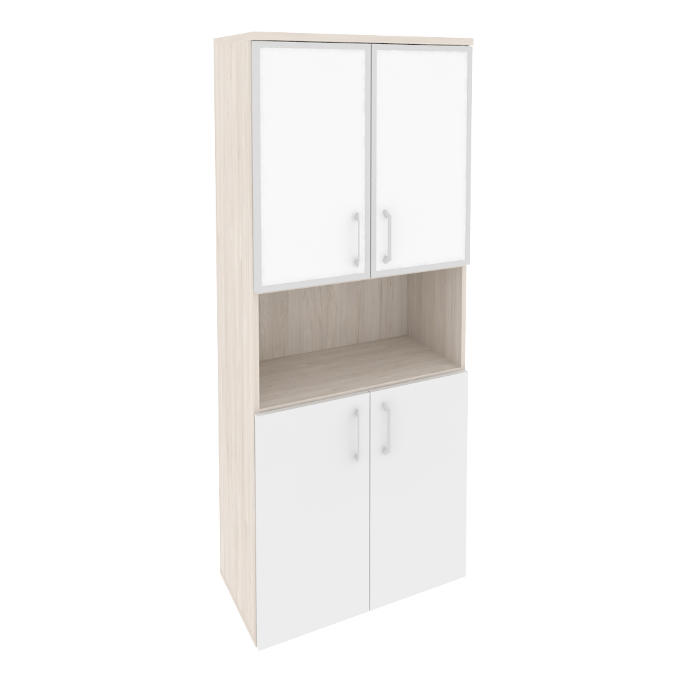 Оникс Шкаф высокий широкий O.ST-1.4 R white Денвер Светлый/Белый Бриллиант/Стекло White 800*420*1977