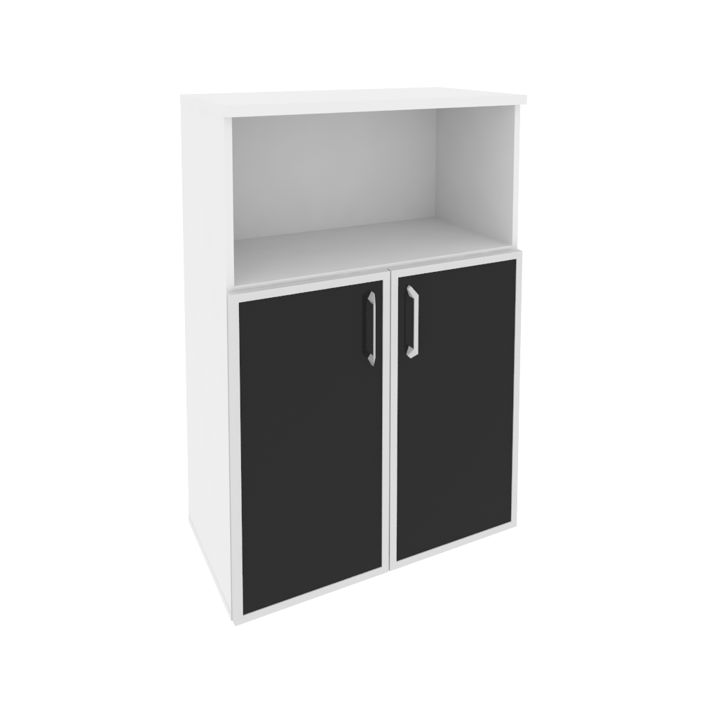 Оникс Шкаф средний широкий O.ST-2.2 R black Белый Бриллиант/Cтекло Black 800*420*1207