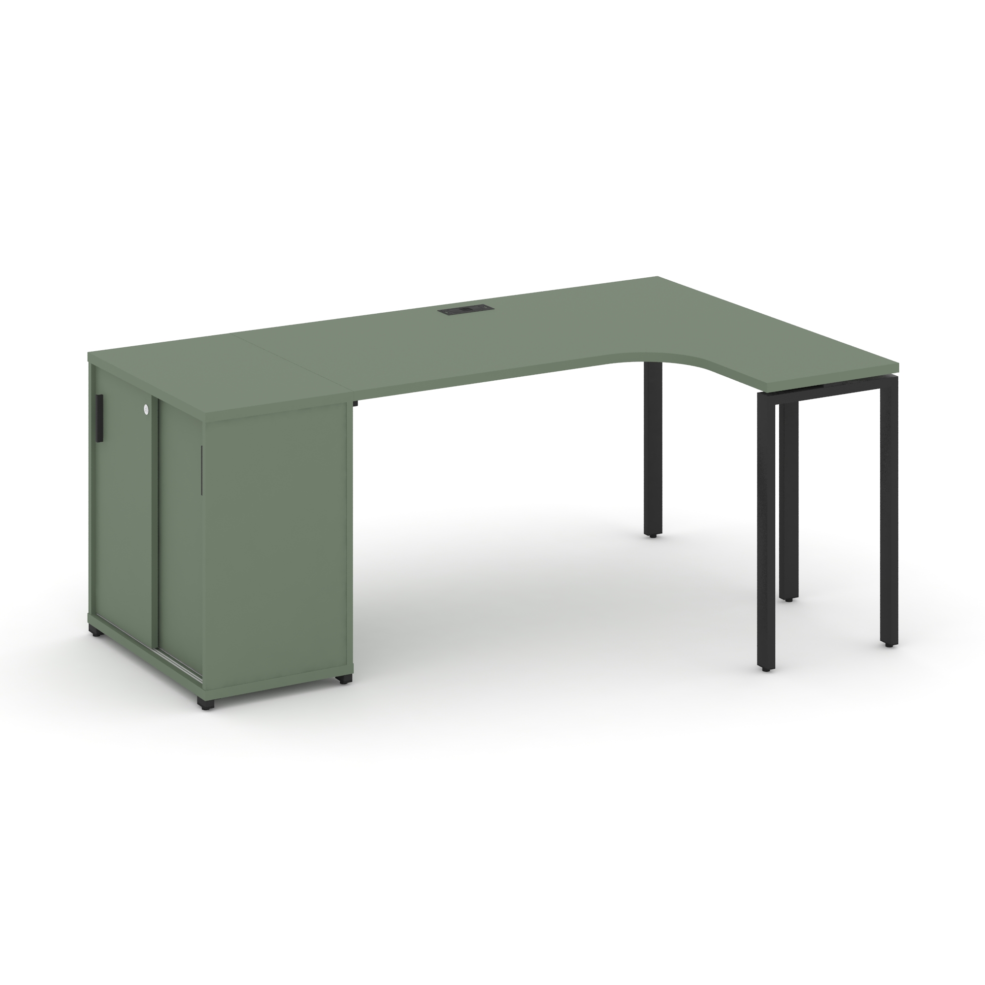 Концепт Стол эргономичный с опорным шкафом-купе CN.SA-217(R) B Кобо/Металл Черный 1800*1180*750