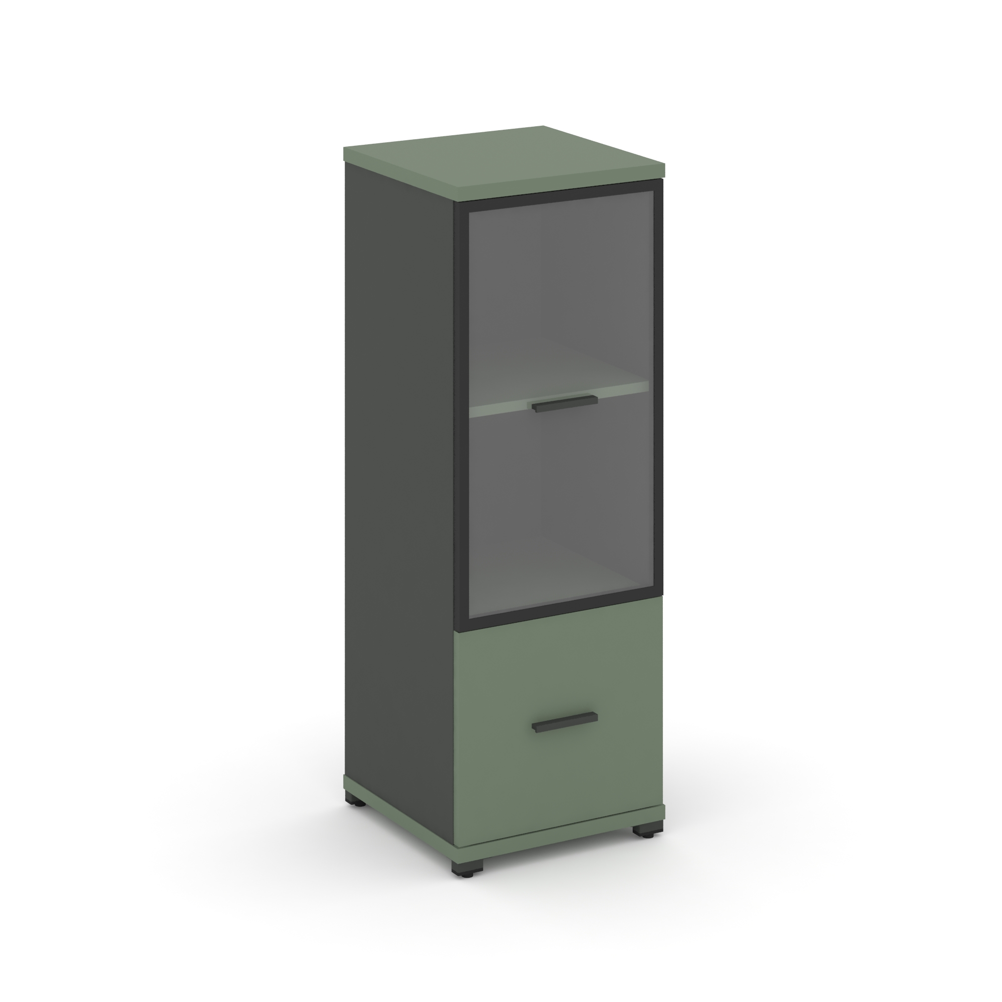 Концепт Шкаф 1 узкая секция, 3 ниши CN.STU-312 RPB A Кобо/Антрацит/Металл Антрацит/Прозрачный 420*42