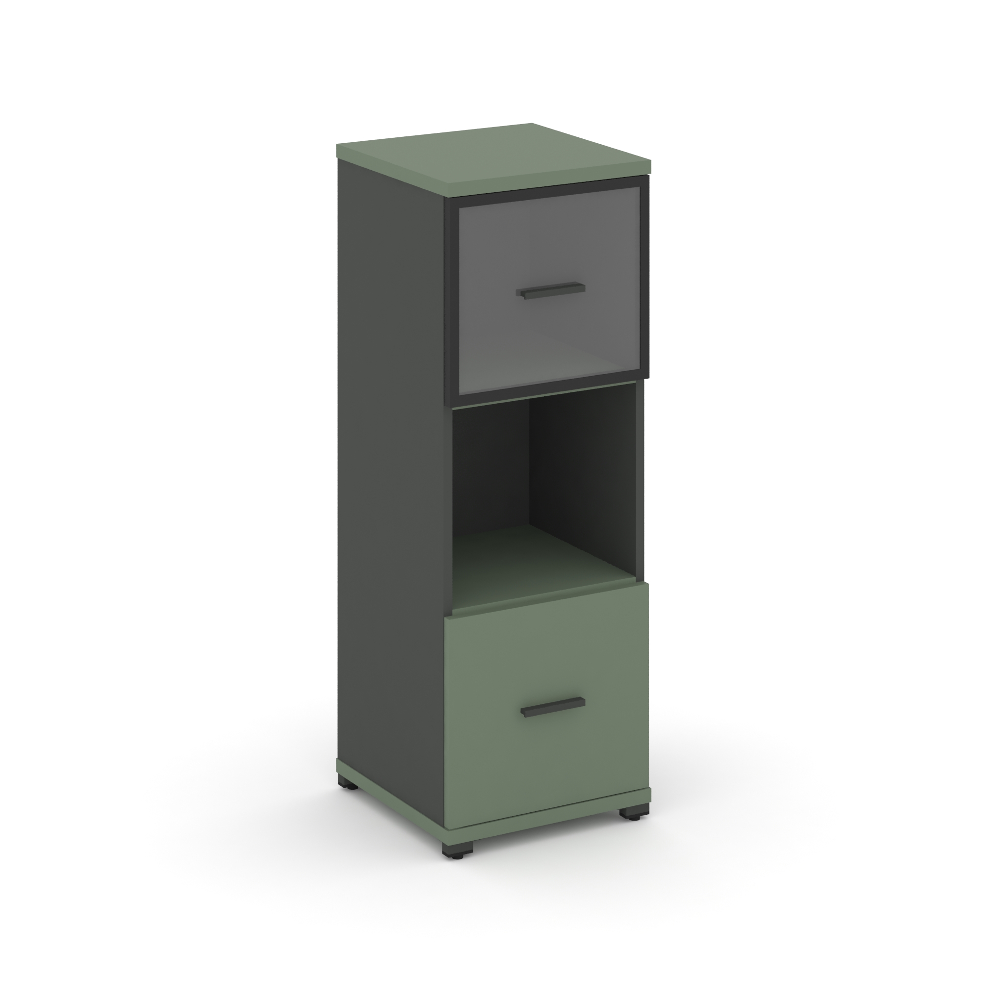 Концепт Шкаф 1 узкая секция, 3 ниши CN.STU-315 RPB A Кобо/Антрацит/Металл Антрацит/Прозрачный 420*42
