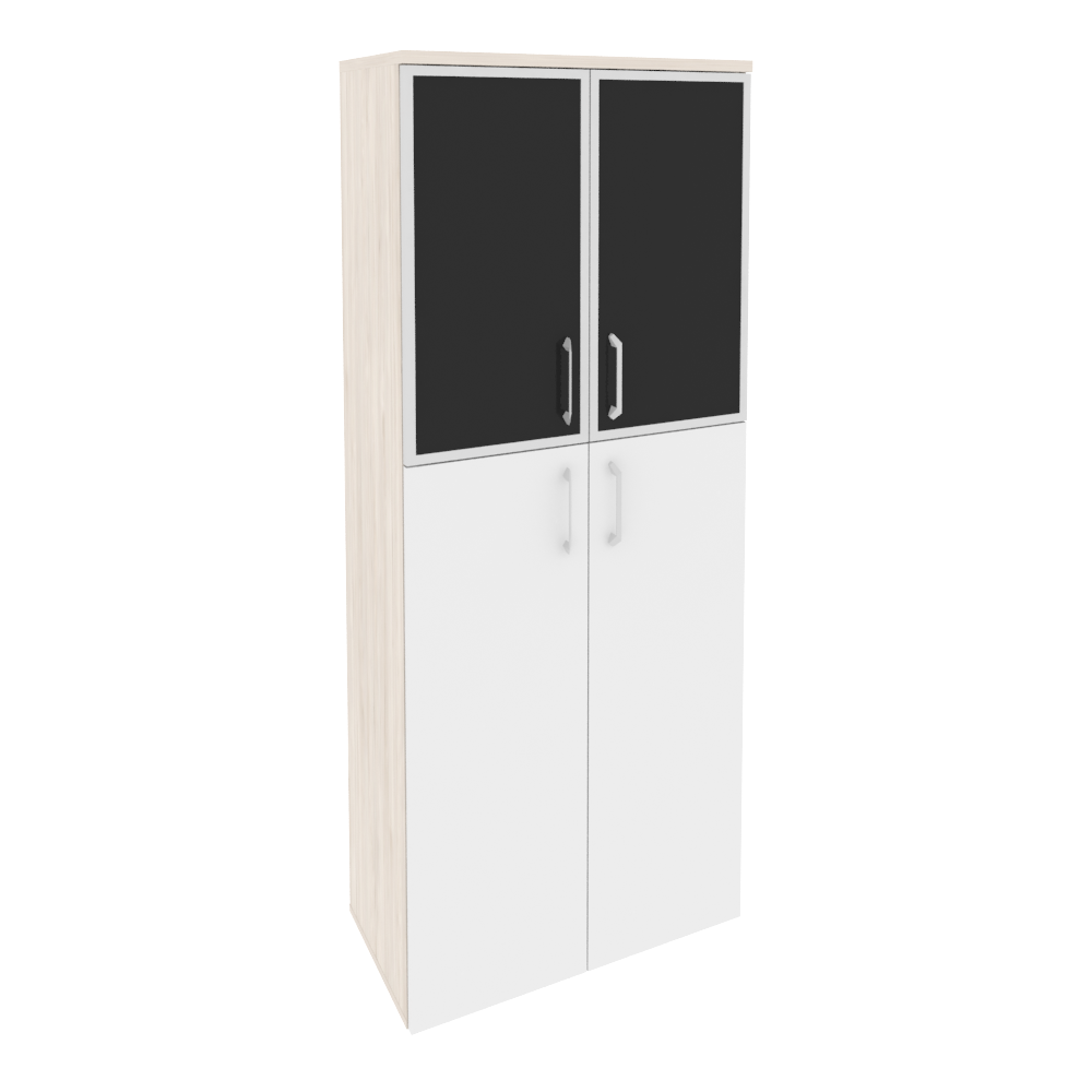 Оникс Шкаф высокий широкий O.ST-1.7 R black Денвер Светлый/Белый Бриллиант/Cтекло Black 800*420*1977