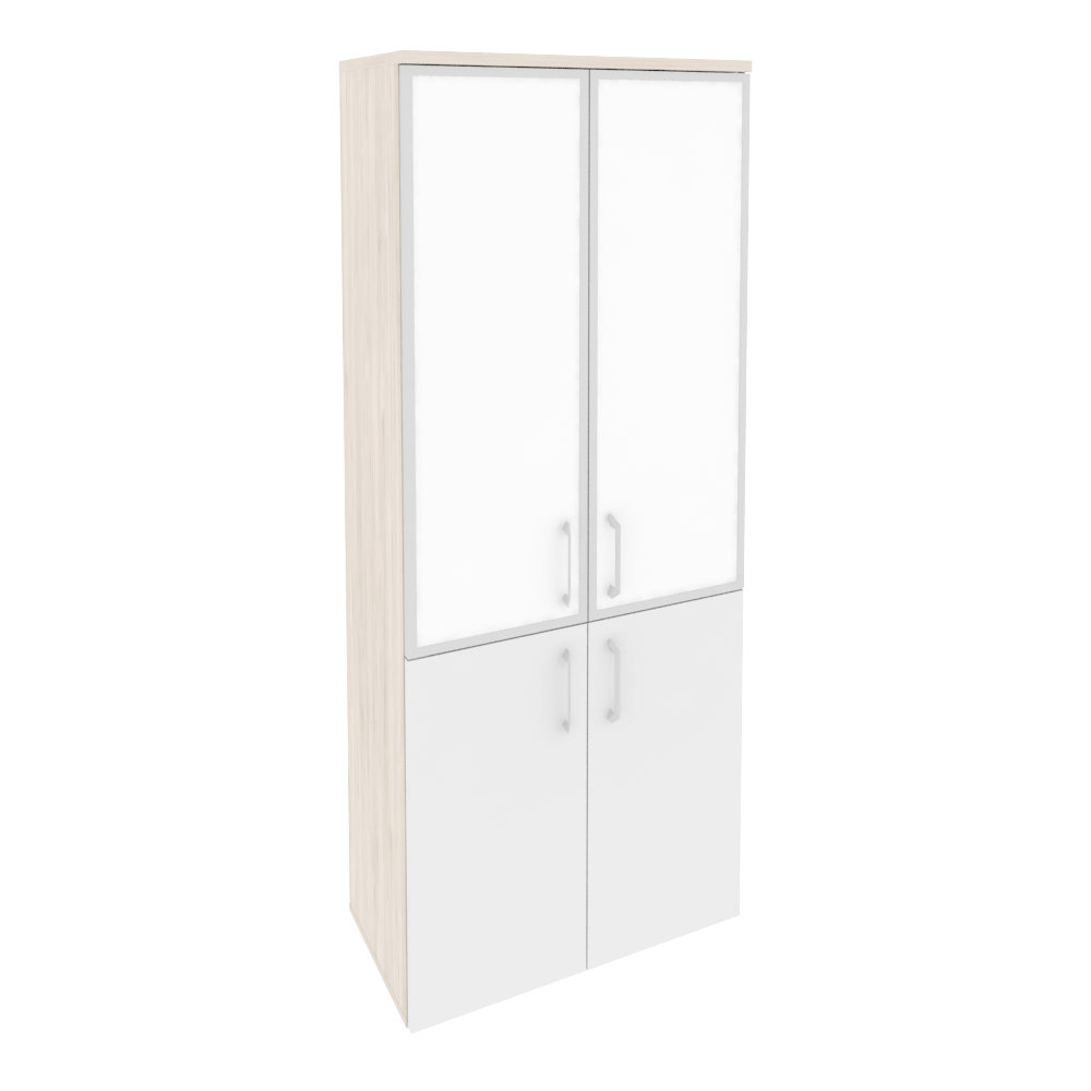 Оникс Шкаф высокий широкий O.ST-1.2 R white Денвер Светлый/Белый Бриллиант/Стекло White 800*420*1977