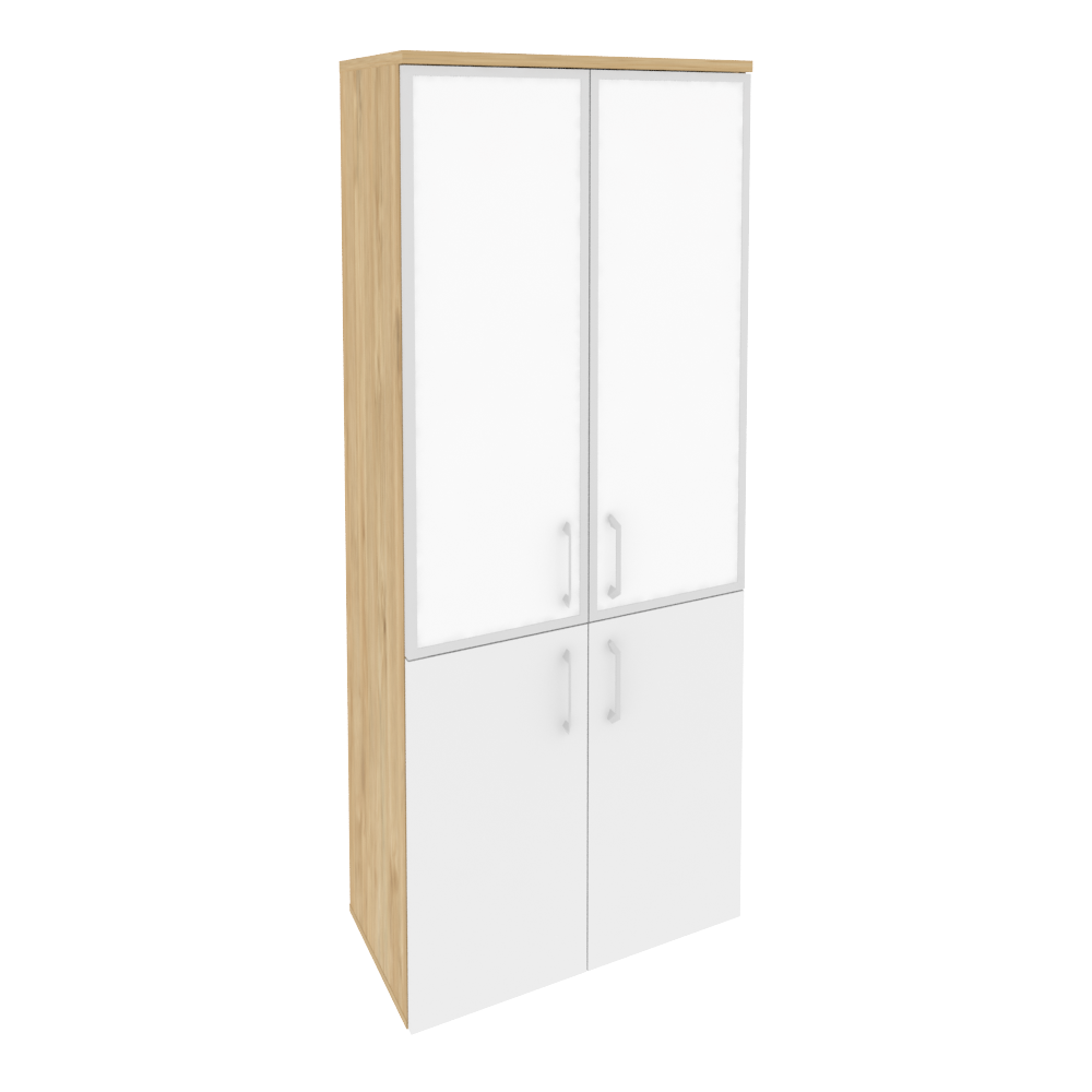 Оникс Шкаф высокий широкий O.ST-1.2 R white Тиквуд Светлый/Белый Бриллиант/Стекло White 800*420*1977