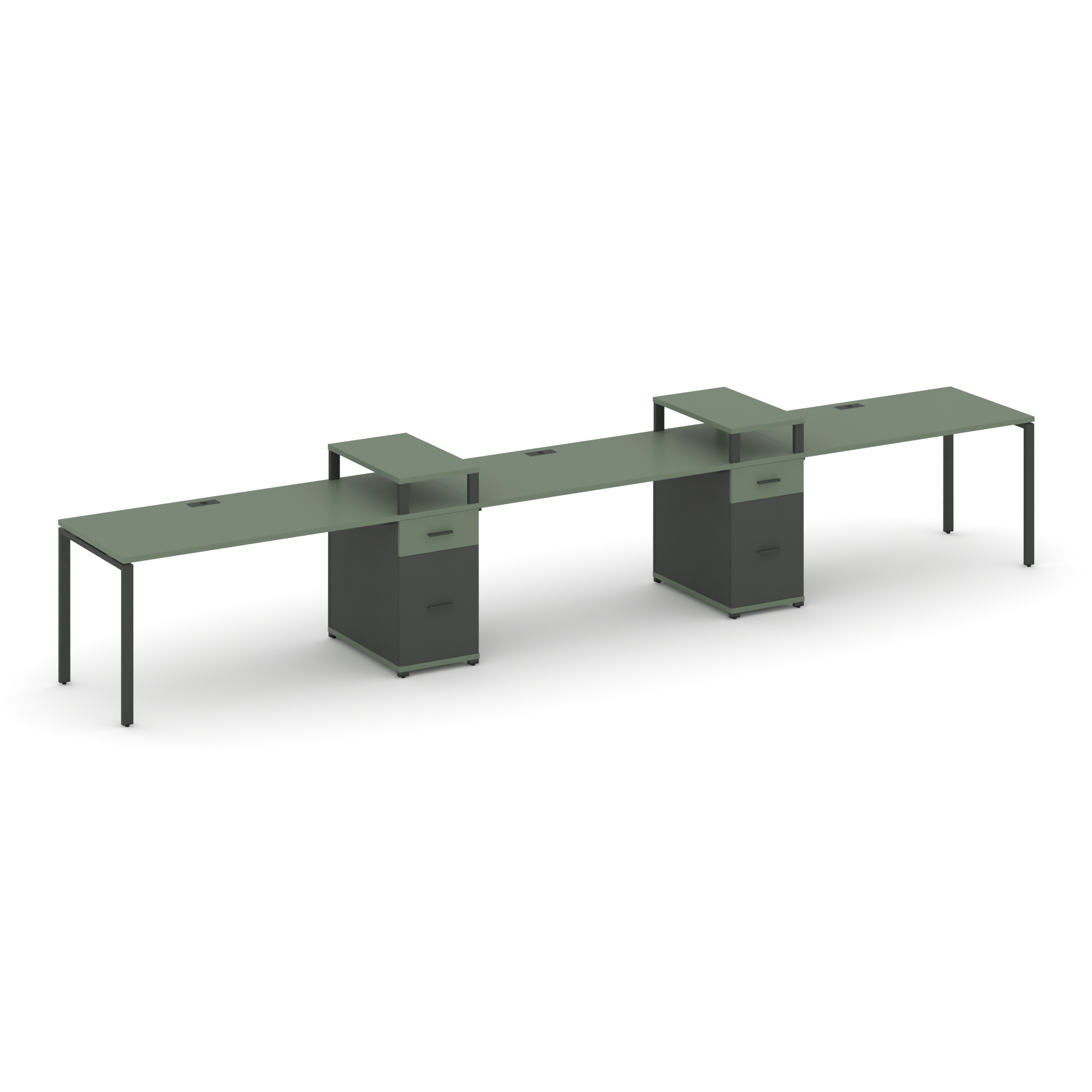 Концепт Рабочая станция 3 места с 2 опорными тумбами CN.ORS-453 A Кобо/Антрацит/Металл Антрацит 3780