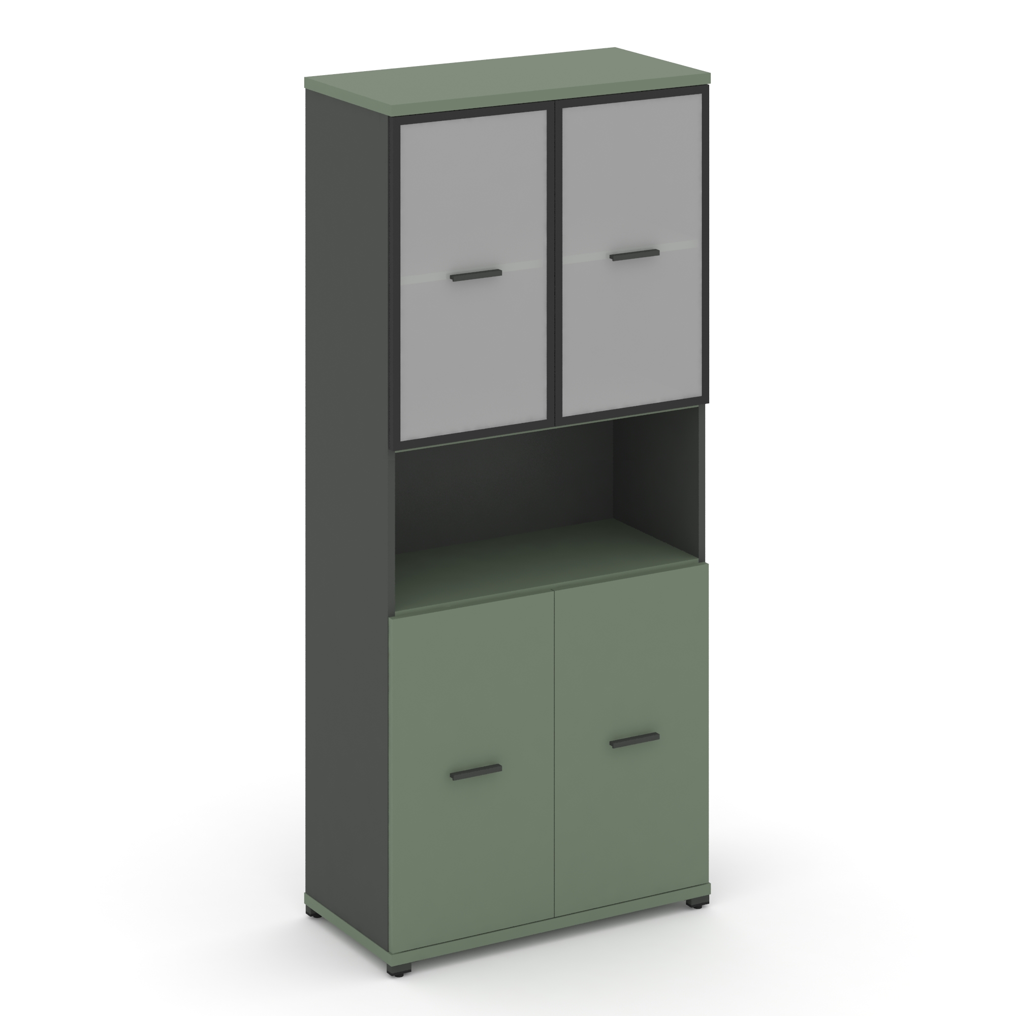 Концепт Шкаф 1 широкая секция, 5 ниш CN.STS-513 RMB A Кобо/Антрацит/Металл Антрацит/Сатин 836*420*19