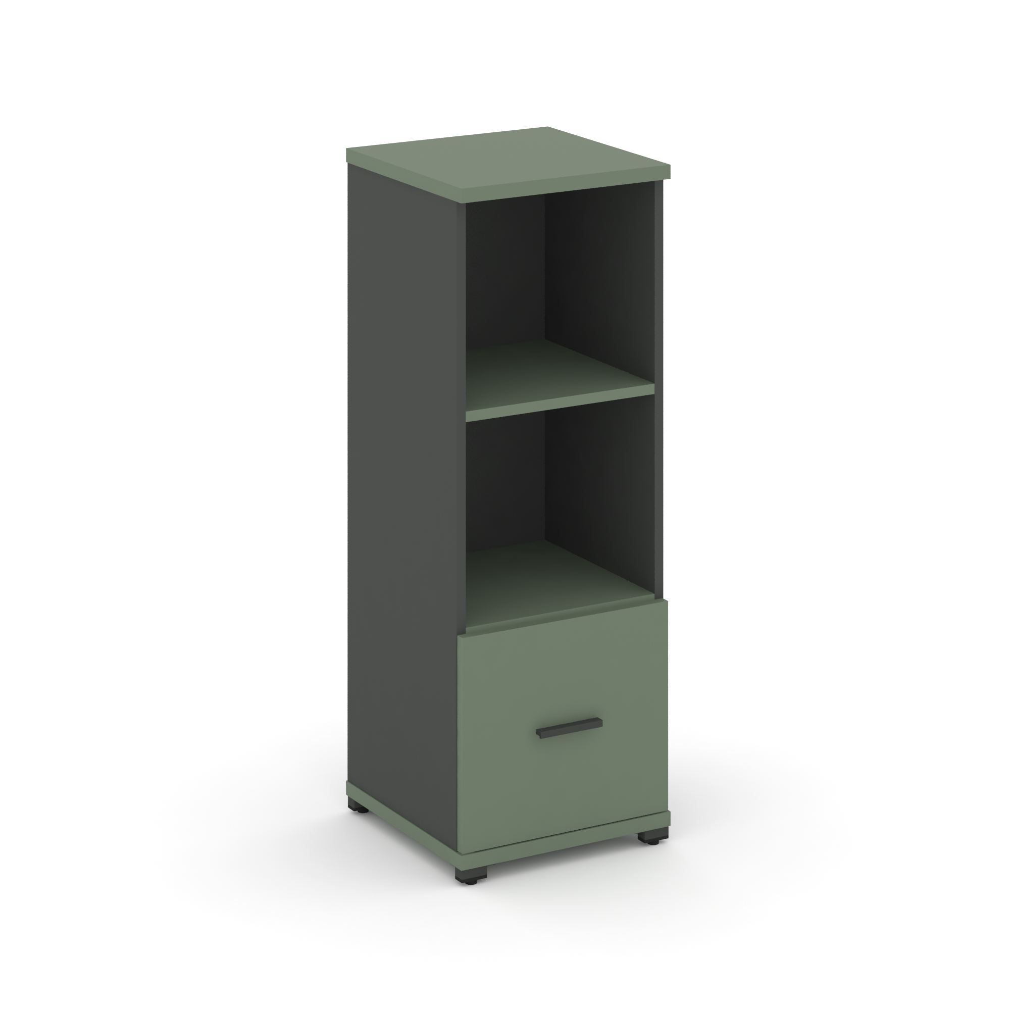 Концепт Шкаф 1 узкая секция, 3 ниши CN.STU-311 A Кобо/Антрацит/Металл Антрацит 420*420*1186