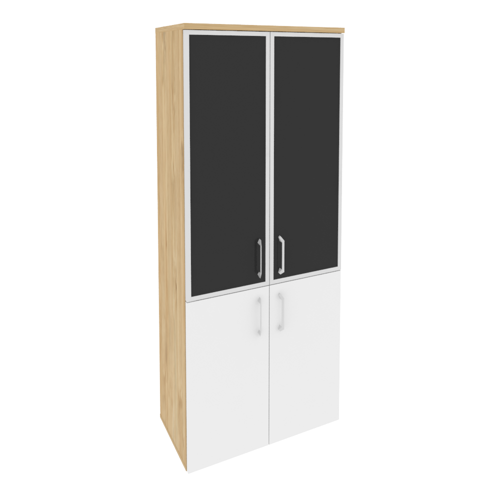 Оникс Шкаф высокий широкий O.ST-1.2 R black Тиквуд Светлый/Белый Бриллиант/Cтекло Black 800*420*1977