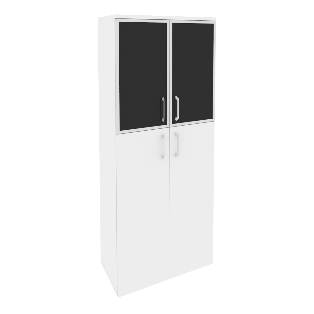 Оникс Шкаф высокий широкий O.ST-1.7 R black Белый Бриллиант/Cтекло Black 800*420*1977