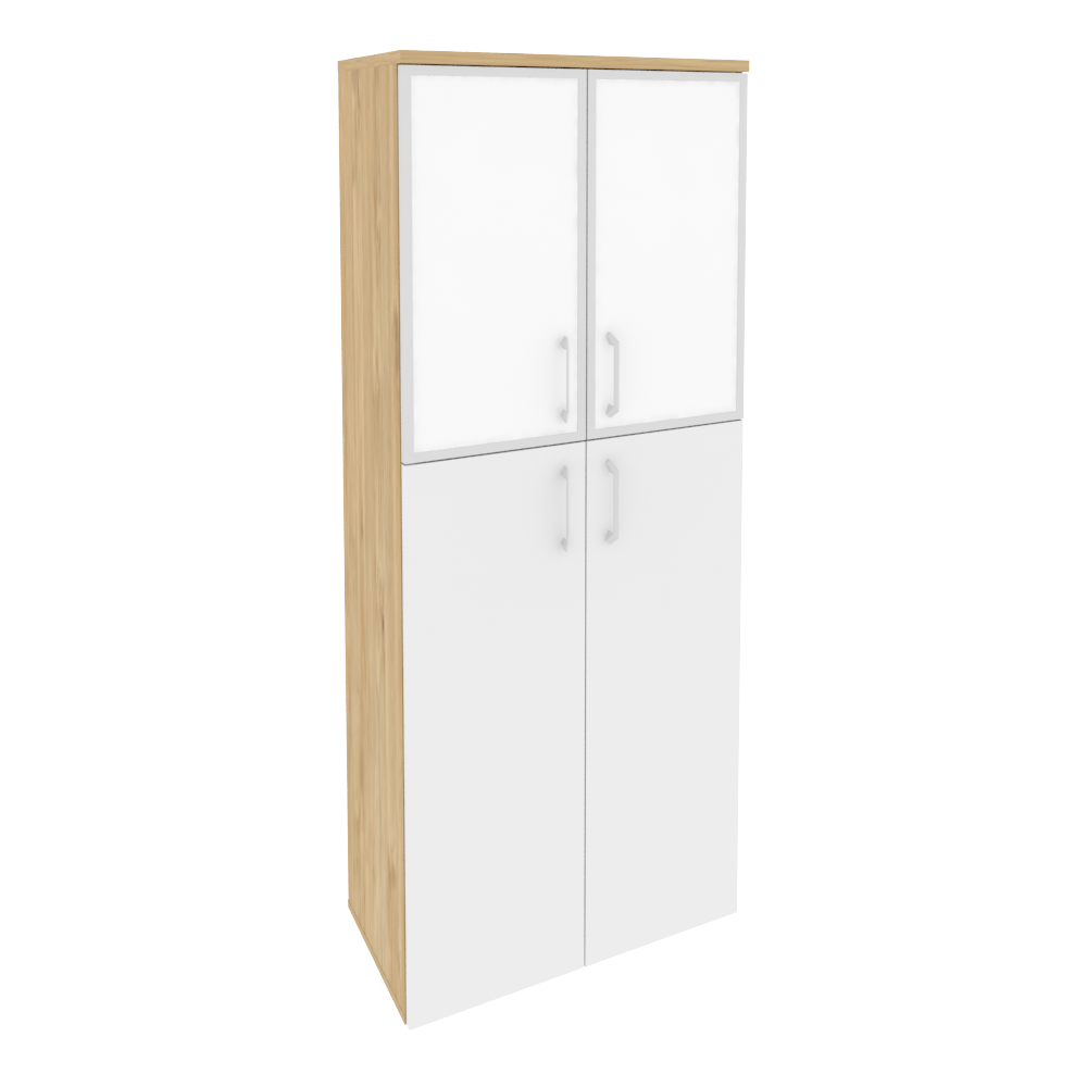 Оникс Шкаф высокий широкий O.ST-1.7 R white Тиквуд Светлый/Белый Бриллиант/Стекло White 800*420*1977