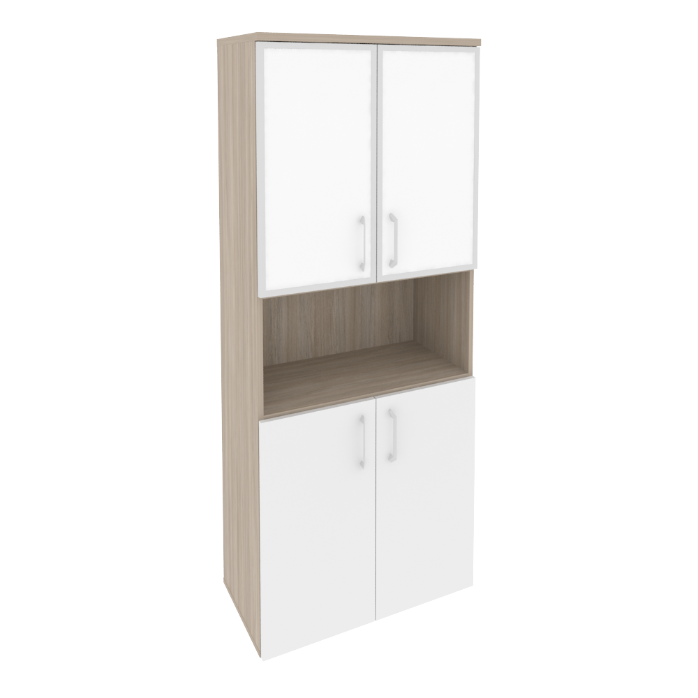 Оникс Шкаф высокий широкий O.ST-1.4 R white Дуб Аттик/Белый Бриллиант/Стекло White 800*420*1977
