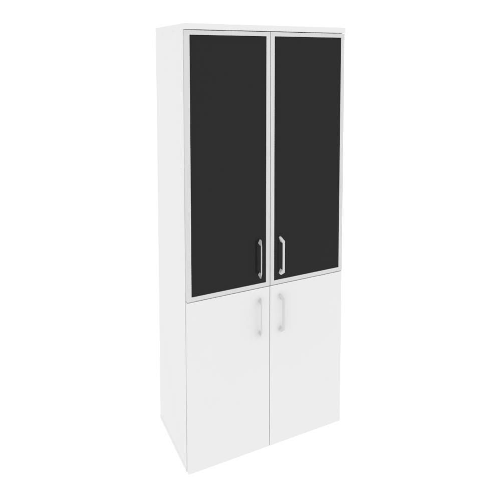 Оникс Шкаф высокий широкий O.ST-1.2 R black Белый Бриллиант/Cтекло Black 800*420*1977