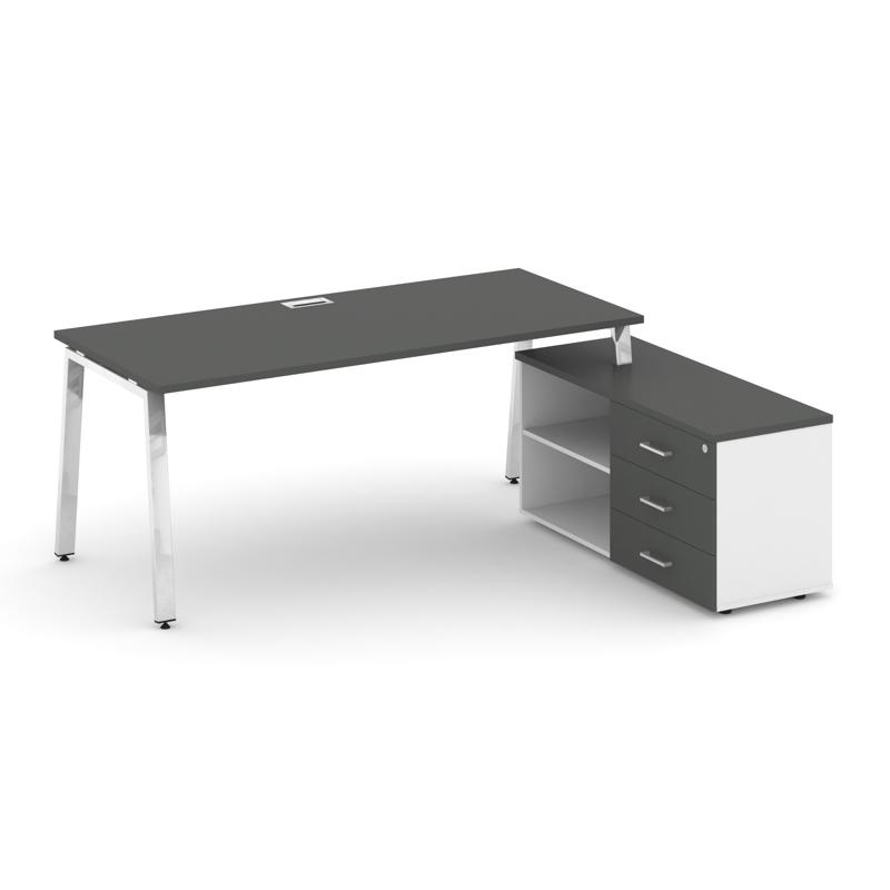 Стайл Проджект Директ Люкс Стол письменный с греденцией правой M-SN-6A.SRG-013.M(R) Антрацит NEW/Бел