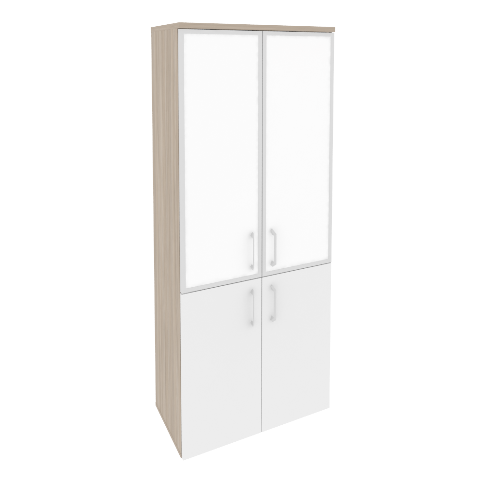 Оникс Шкаф высокий широкий O.ST-1.2 R white Дуб Аттик/Белый Бриллиант/Стекло White 800*420*1977