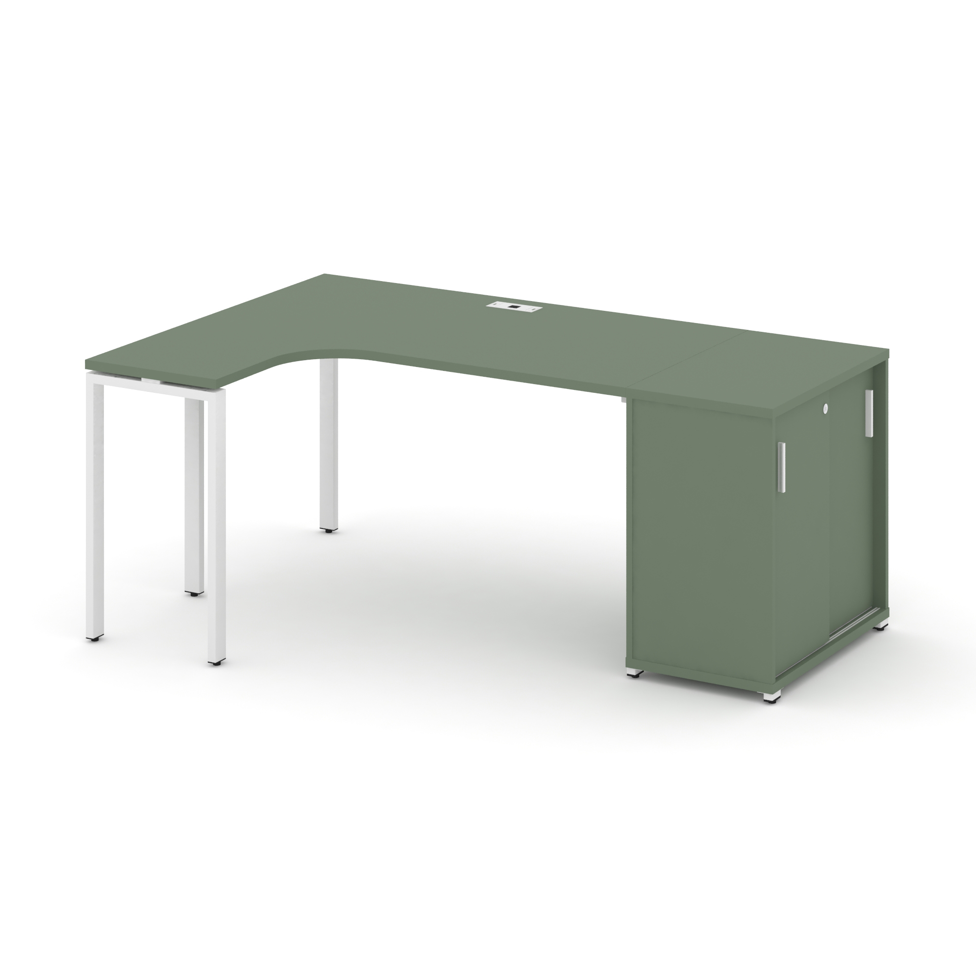 Концепт Стол эргономичный с опорным шкафом-купе CN.SA-217(L) W Кобо/Металл Белый 1800*1180*750
