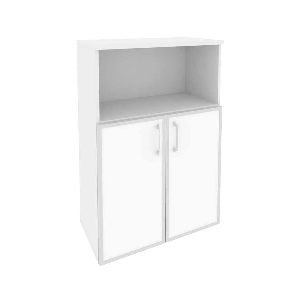 Оникс Шкаф средний широкий O.ST-2.2 R white Белый Бриллиант/Стекло White 800*420*1207