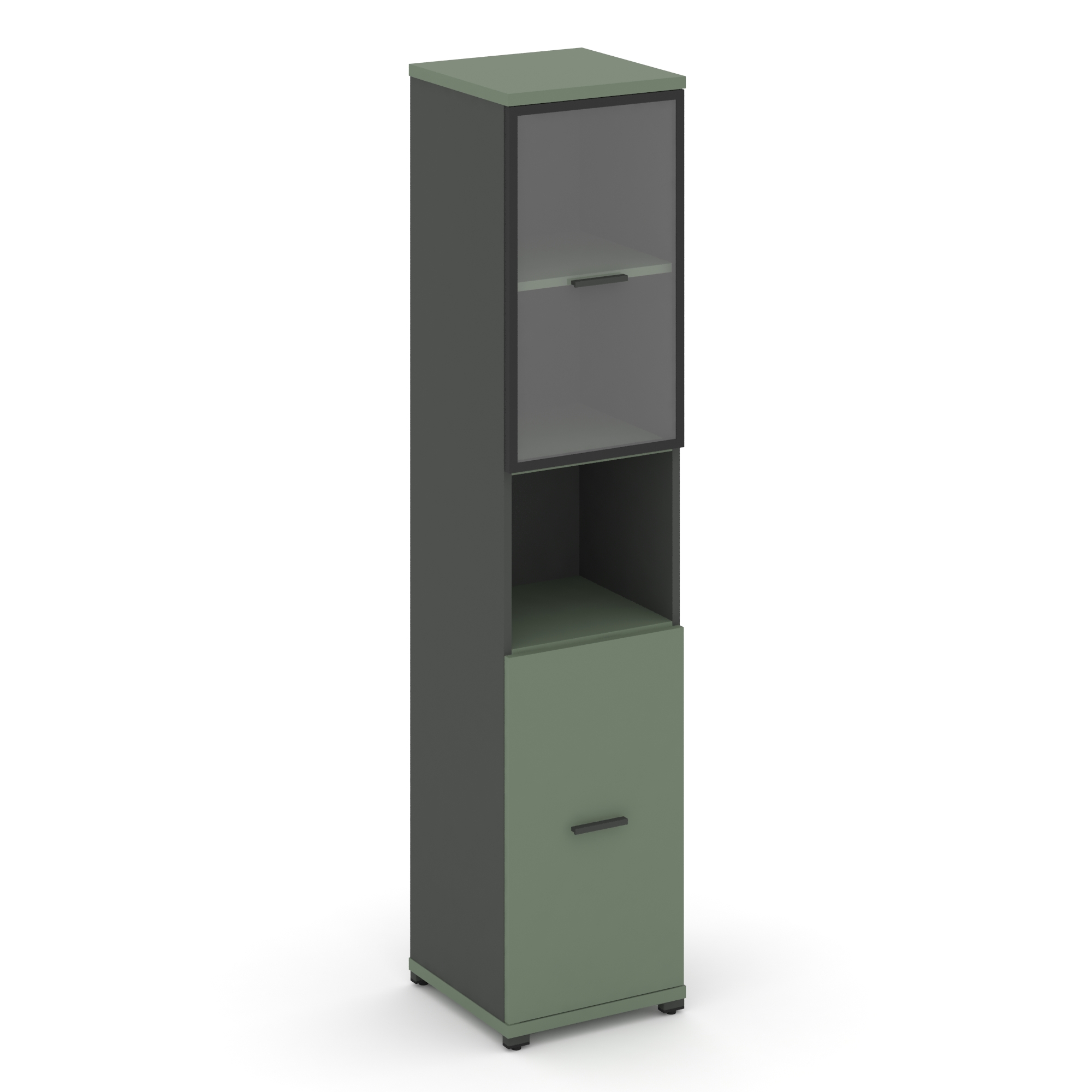 Концепт Шкаф 1 узкая секция, 5 ниш CN.STU.E-513 RPB A Кобо/Антрацит/Металл Антрацит/Прозрачный 420*4