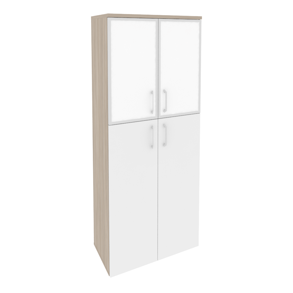 Оникс Шкаф высокий широкий O.ST-1.7 R white Дуб Аттик/Белый Бриллиант/Стекло White 800*420*1977