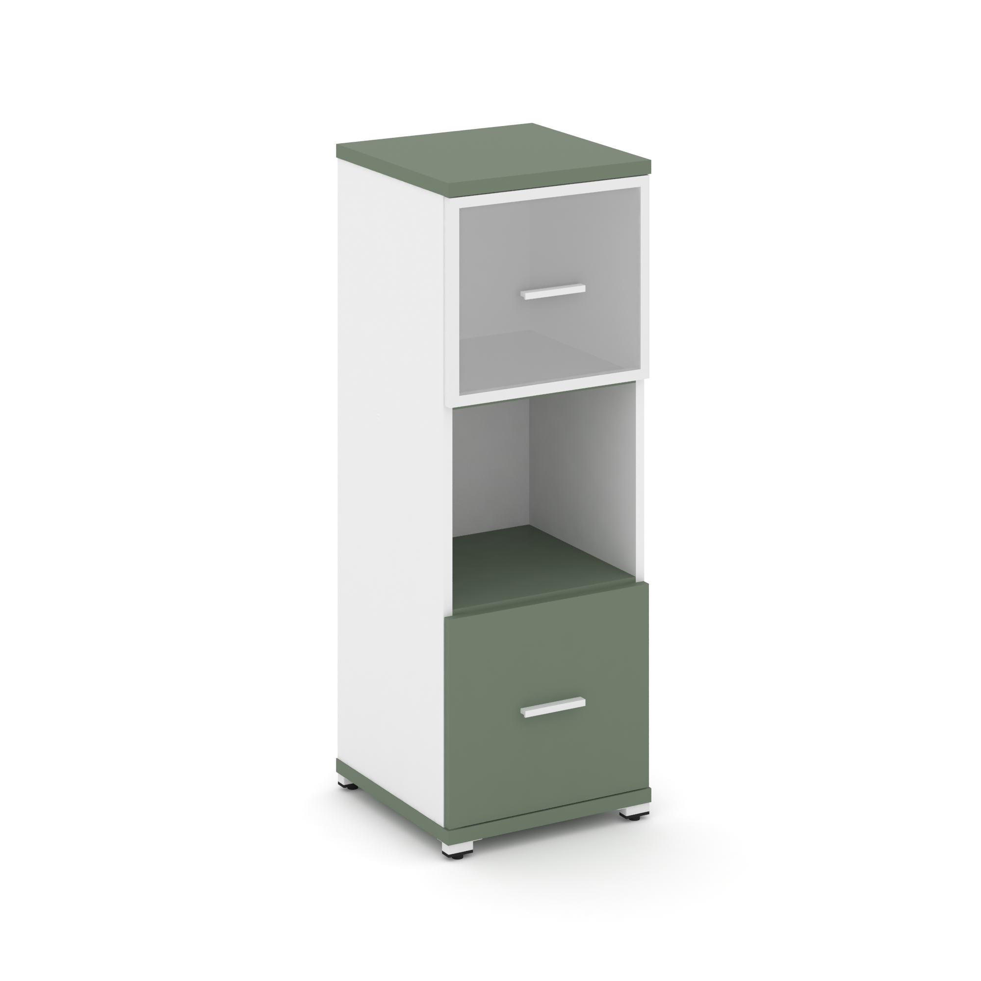 Концепт Шкаф 1 узкая секция, 3 ниши CN.STU-315 RMW W Кобо/Белый Бриллиант/Металл Белый/Сатин 420*420