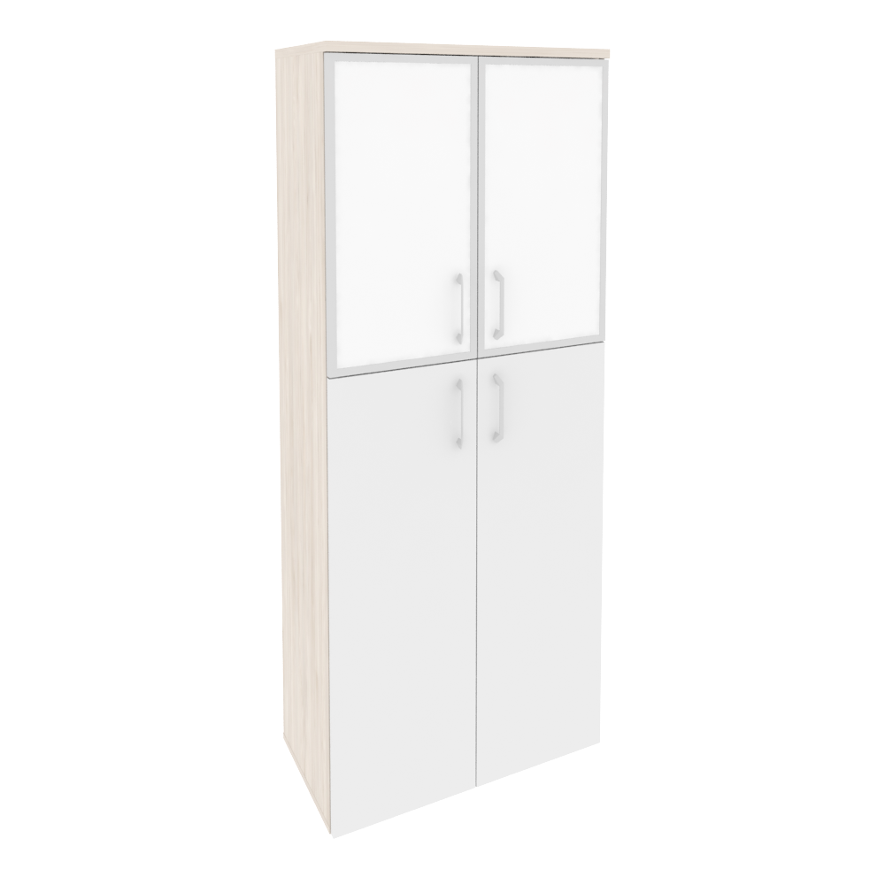 Оникс Шкаф высокий широкий O.ST-1.7 R white Денвер Светлый/Белый Бриллиант/Стекло White 800*420*1977