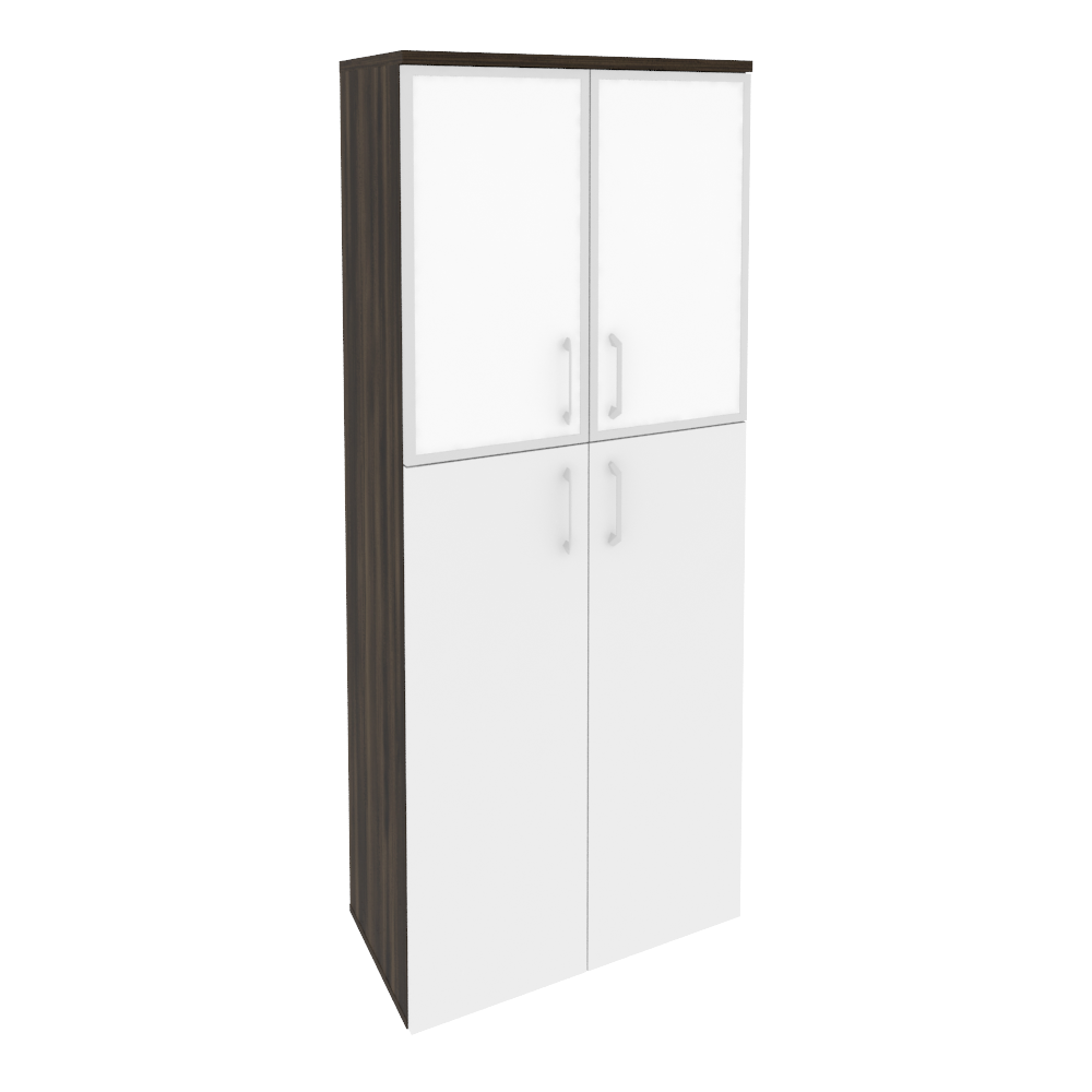 Оникс Шкаф высокий широкий O.ST-1.7 R white Дуб Мали/Белый Бриллиант/Стекло White 800*420*1977