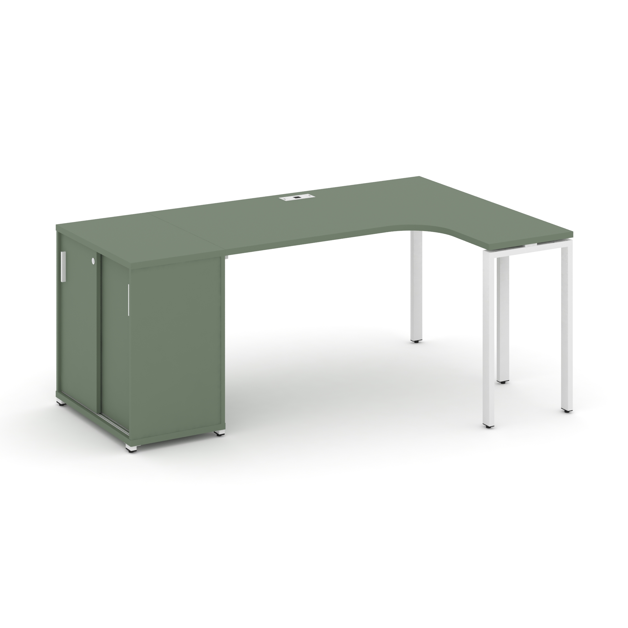 Концепт Стол эргономичный с опорным шкафом-купе CN.SA-217(R) W Кобо/Металл Белый 1800*1180*750