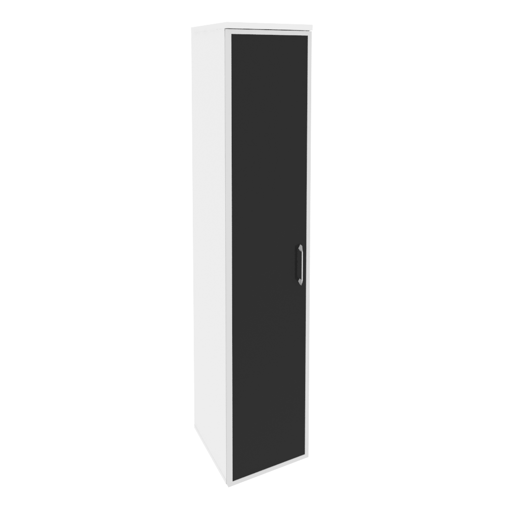 Оникс Шкаф высокий узкий левый O.SU-1.10 R (L) black Белый Бриллиант/Cтекло Black 400*420*1977