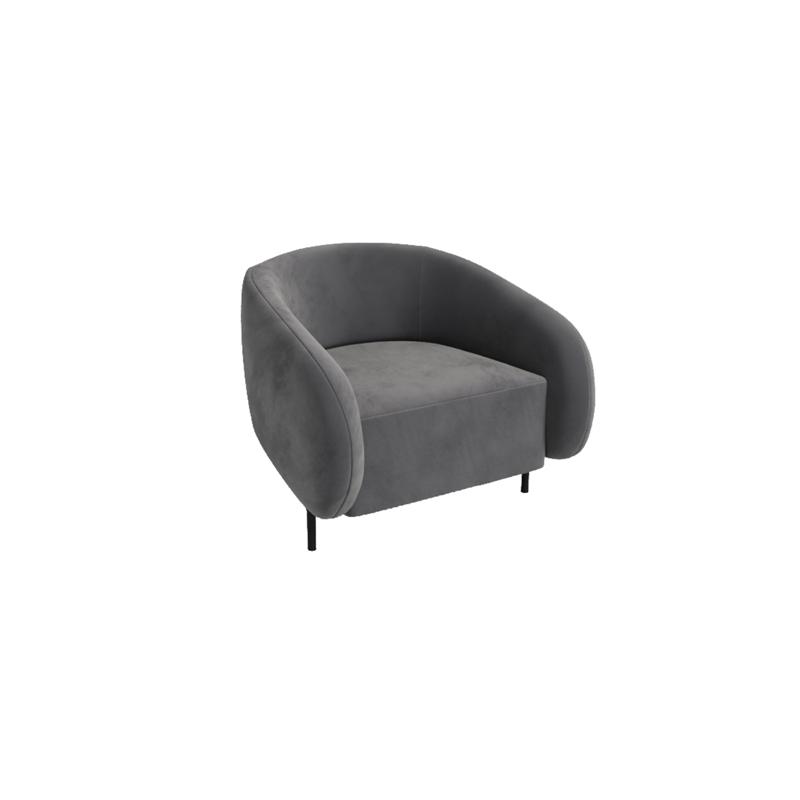 Белт Диван одноместный BLT-1 Velvet Lux 17/Металл Черный 910*850*730