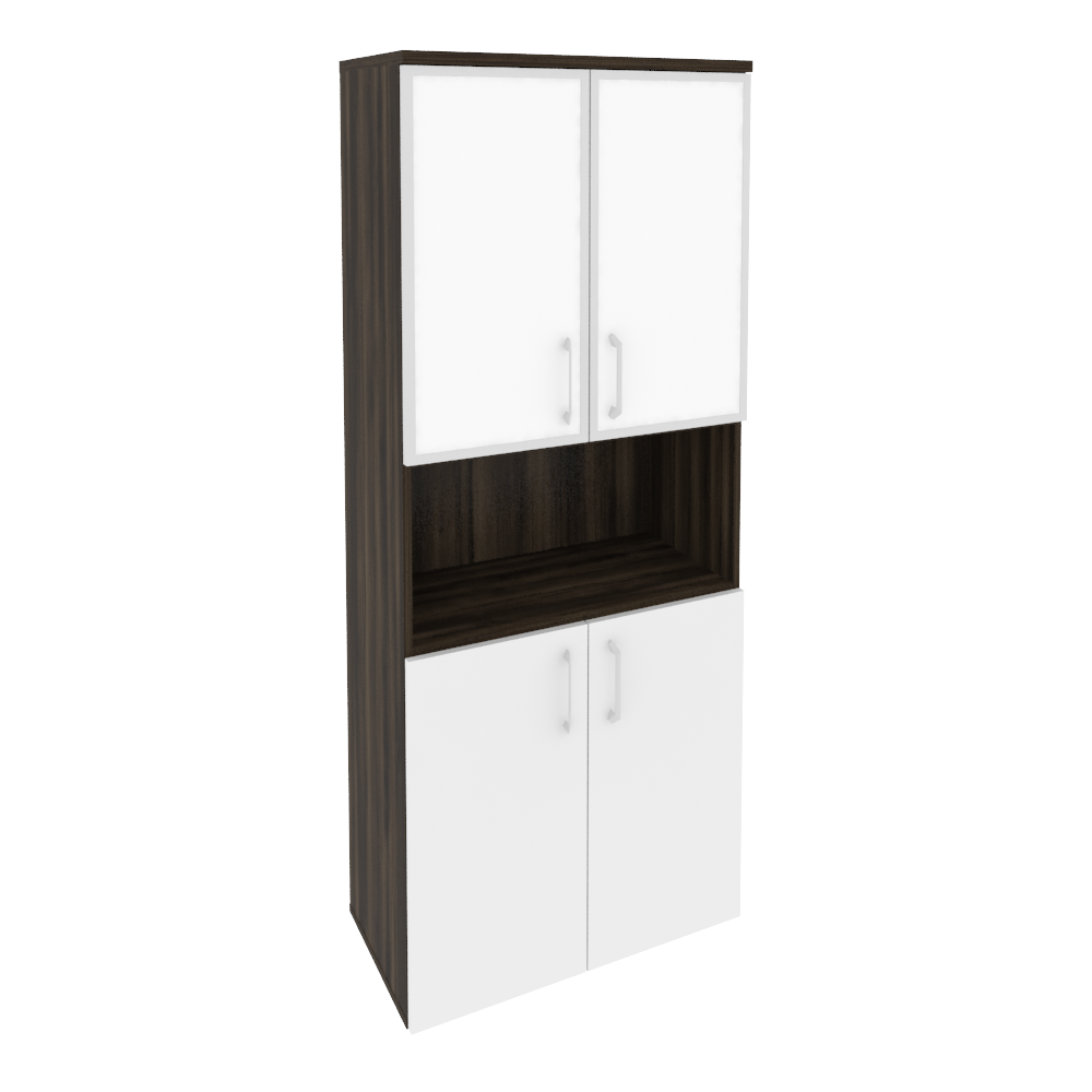Оникс Шкаф высокий широкий O.ST-1.4 R white Дуб Мали/Белый Бриллиант/Стекло White 800*420*1977