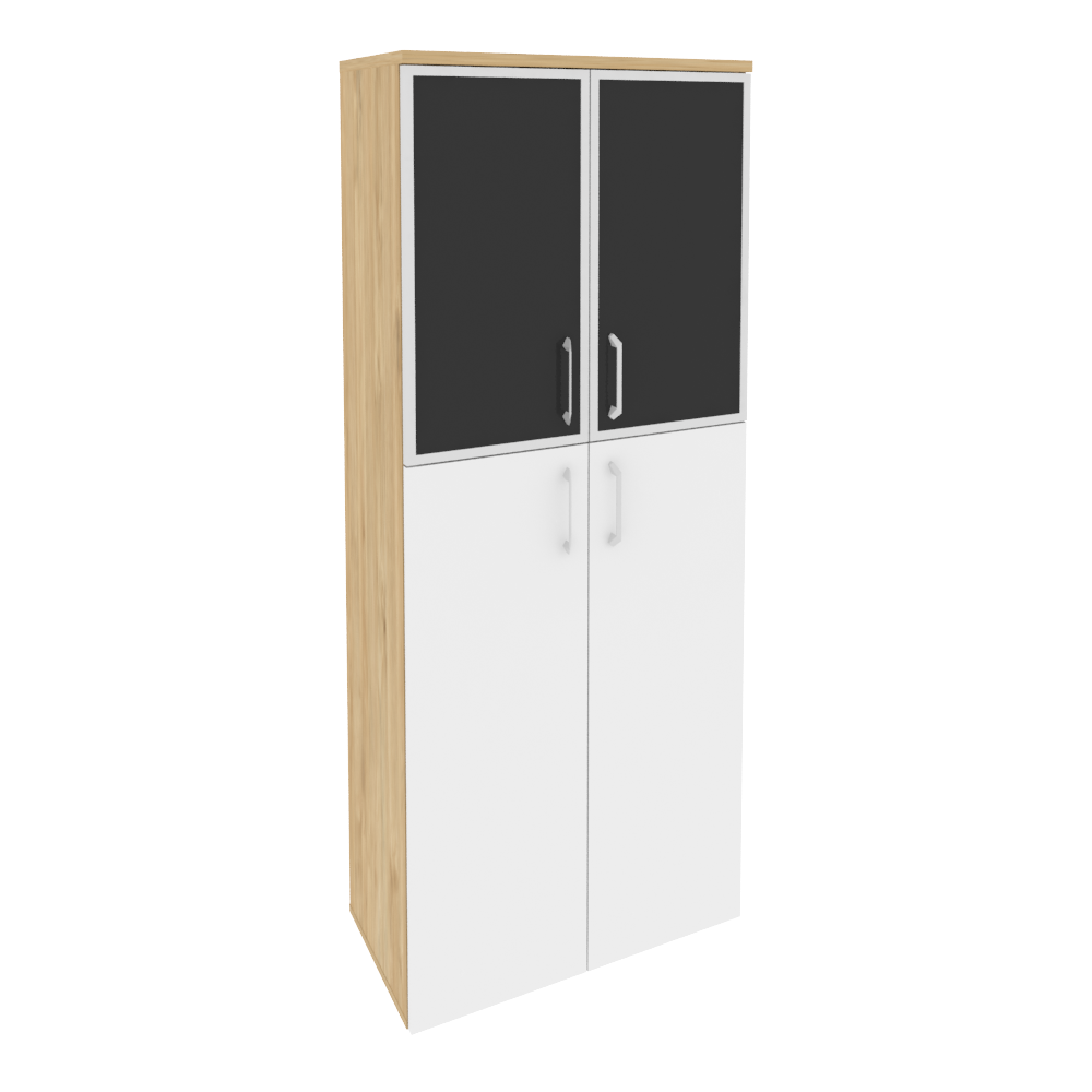 Оникс Шкаф высокий широкий O.ST-1.7 R black Тиквуд Светлый/Белый Бриллиант/Cтекло Black 800*420*1977